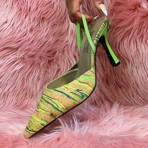 green funky Sergio Zelcer heels